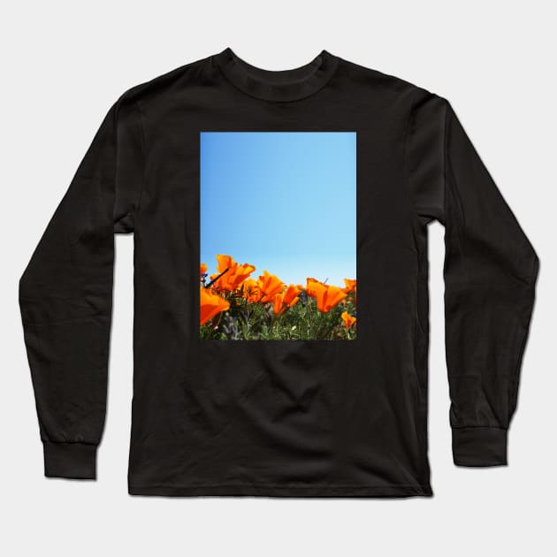 California Poppies in the Sun Photograph Long Sleeve T-Shirt by bumblefuzzies